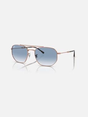 Ray-Ban RB3707 Frame: Polished Rose Gold. Lens: Blue.